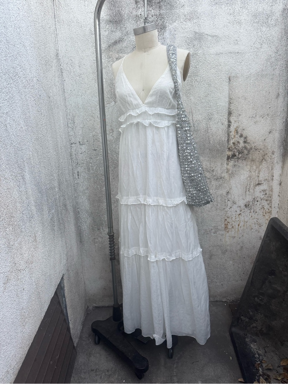 Mustard Seed White Ruffle Tiered Maxi Dress